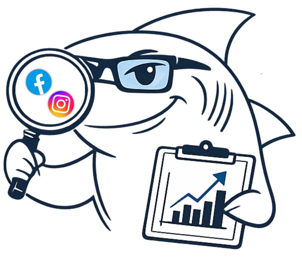 Cápi, a TrustWeb kabalafigurája a profi Meta és Facebook hirdetéskezelés, valamint a CAPI mérések fontosságát mutatja be.