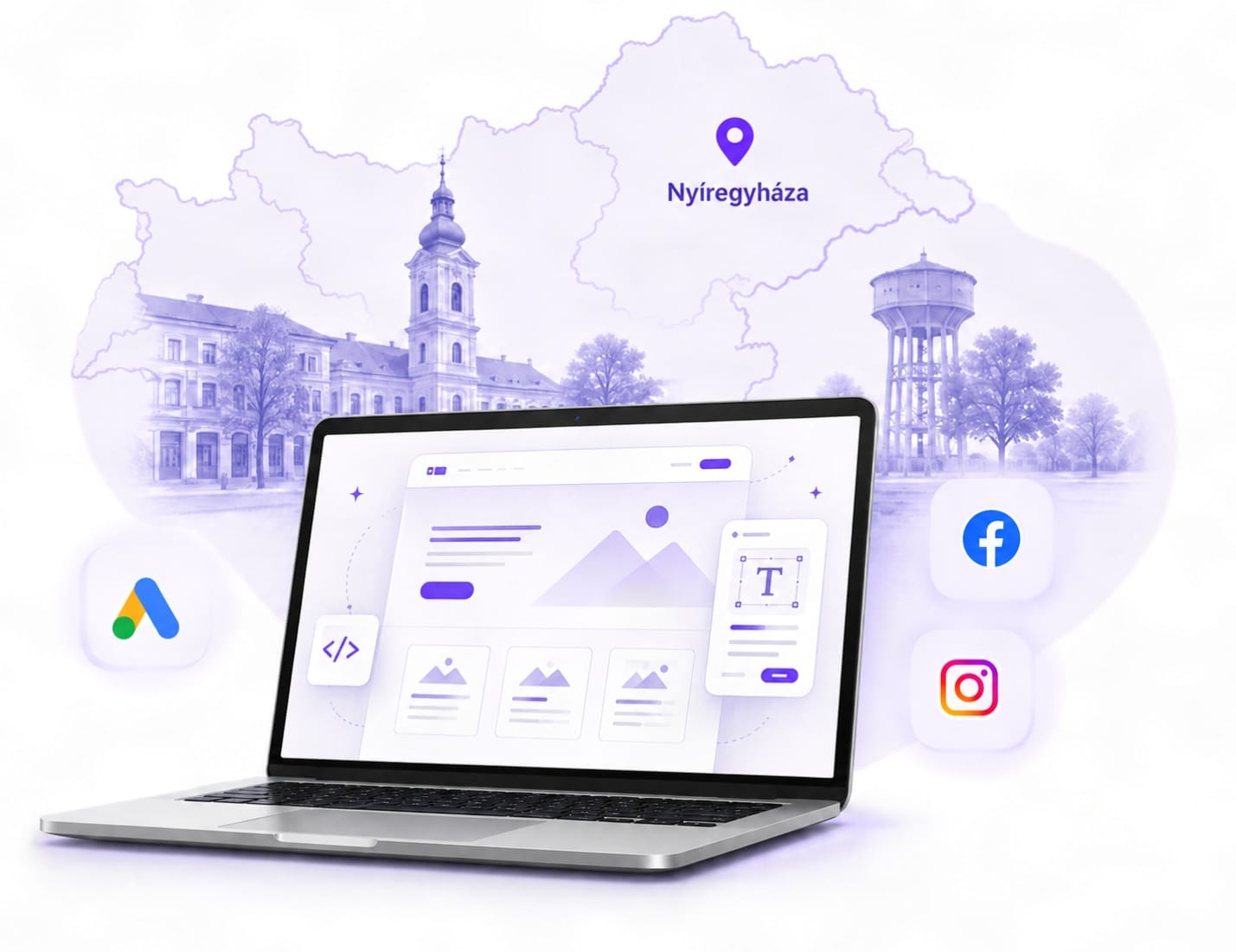 TrustWeb weboldalkészítés Nyíregyházán – modern reszponzív weboldal tervezése laptopon