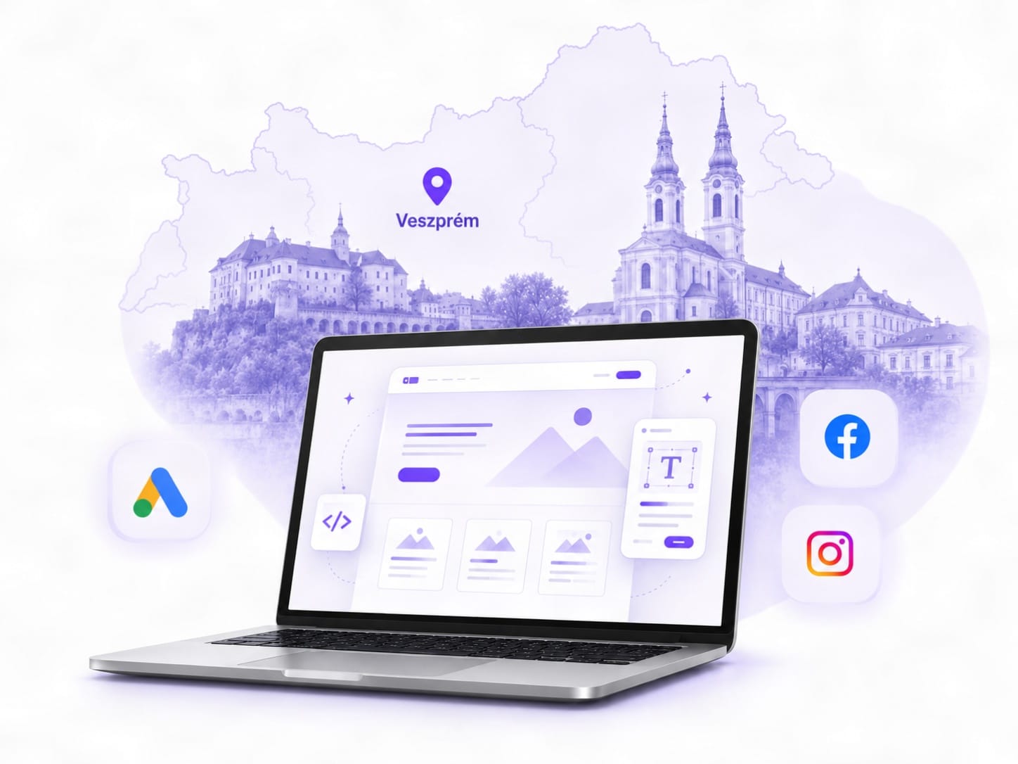 TrustWeb weboldalkészítés Veszprémben – modern reszponzív weboldal tervezése laptopon
